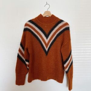 & Other Stories Rust Mock Neck Varsity Sweater